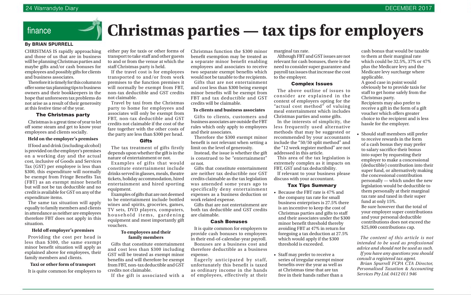 CHRISTMAS PARTIES – TAX TIPS FOR EMPLOYERS