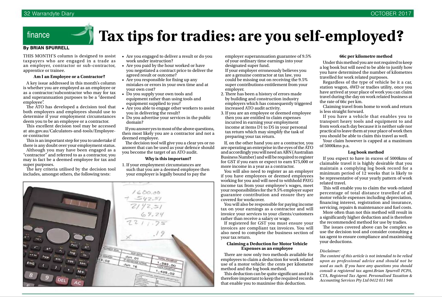 TAX TIPS FOR TRADIES